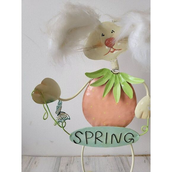 Standing metal bunny spring strawberry butterfly Decor figure - Picture 2 of 13